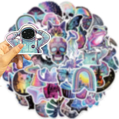 Sticker-Set - 50 Laser-Cartoon Psychedelisch