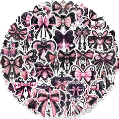 Sticker‑Set - Gothic Schleifen Sticker Schwarz / Rot (10‑50 Stk.)