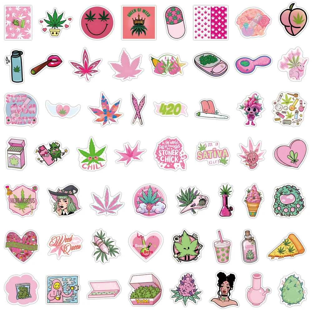 Sticker‑Set - Weed Cartoon‑Sticker (10‑110 Stk.)
