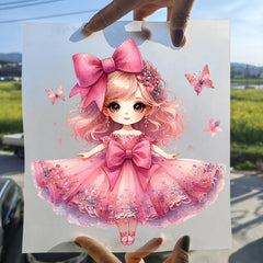 Bügelaufkleber - Mädchen mit großer Schleife