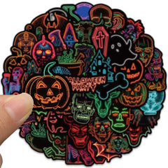 Sticker‑Set - Horror Halloween Neon‑Sticker (50 Stk.)