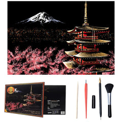 Kratzbild-Set - Nachtansicht mit Werkzeug