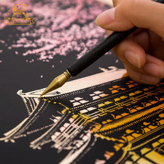 Kratzbild-Set - 2 Weltsehenswürdigkeiten bei Nacht