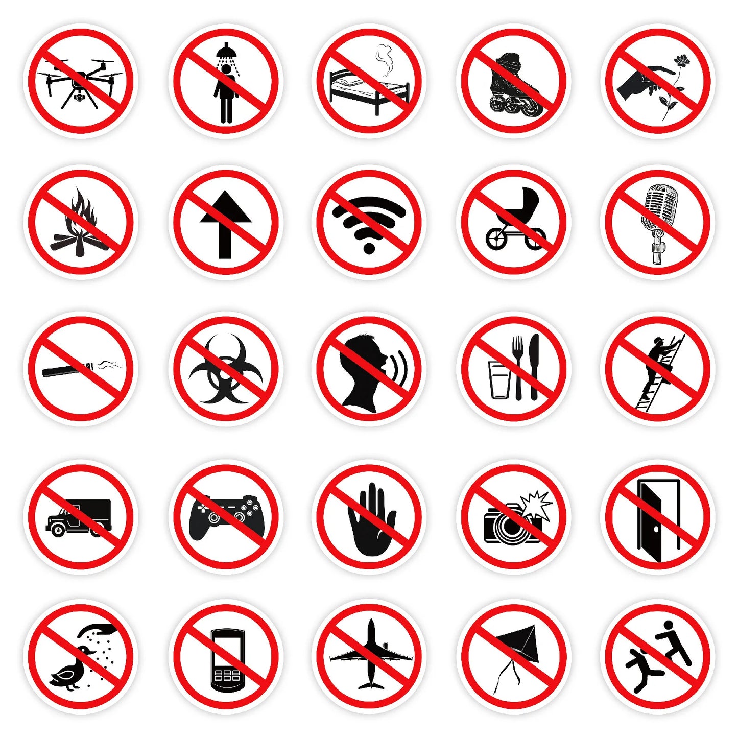 Sticker‑Set - Verbotsschild Sticker (10‑50 Stk.)