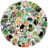 Sticker-Set - 50 Katzen und Pflanzen