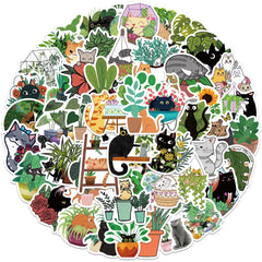Sticker-Set - 50 Katzen und Pflanzen