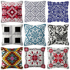 Knüpfset - Retro‑Karo & Datura Blumen Knüpfteppich