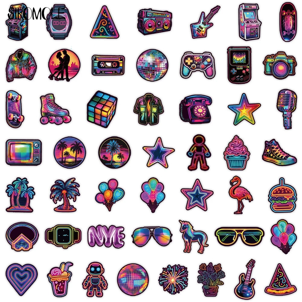 Sticker‑Set - Süße Neon‑Light Sticker (10‑50 Stk.)