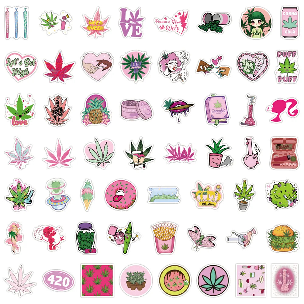 Sticker‑Set - Weed Cartoon‑Sticker (10‑110 Stk.)