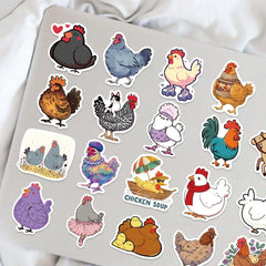Sticker-Set - 50 Hühner und Hähne