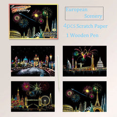 Kratzbild-Set - 20×14cm Weltsehenswürdigkeiten