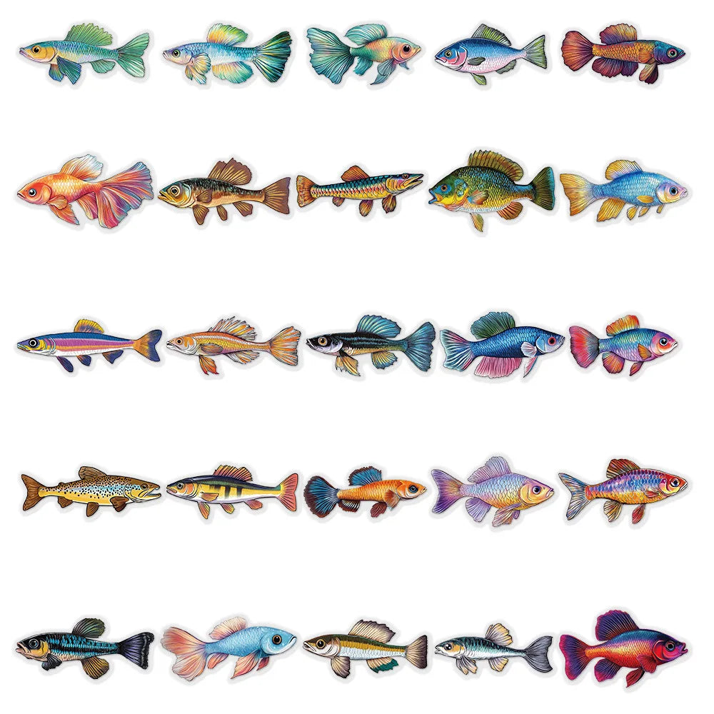 Sticker-Set - Transparente Fische (10/30/50 StĂŒck)