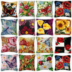 Knüpfset - Blumen‑Knüpfkissen Cartoon‑Set