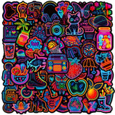 Sticker-Set - 50 Neon-Graffiti