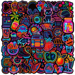 Sticker-Set - 50 Neon-Graffiti