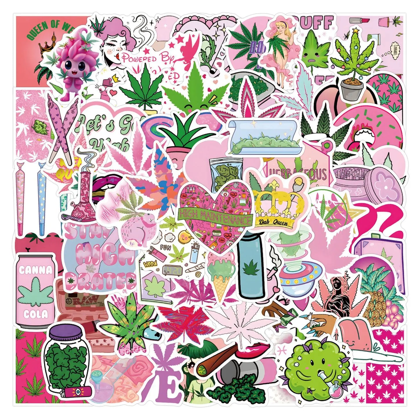 Sticker‑Set - Weed Cartoon‑Sticker (10‑110 Stk.)