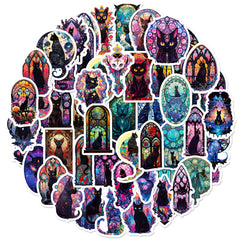 Sticker-Set - 50 Schwarze Katzen Gothic