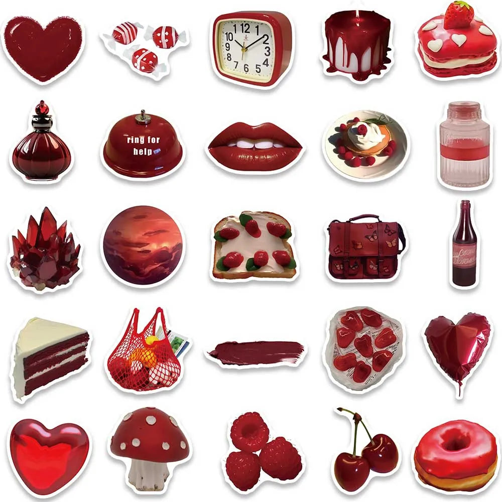Sticker‑Set - Rote Retro Graffiti‑Sticker (10‑50 Stk.)