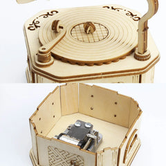 3D Holz-Puzzle - Grammophon mit Spieluhr