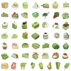 Sticker‑Set - Dessert‑Sticker Matcha Kuchen (10‑50 Stk.)