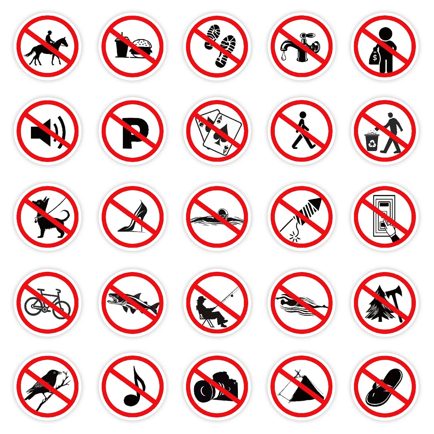 Sticker‑Set - Verbotsschild Sticker (10‑50 Stk.)