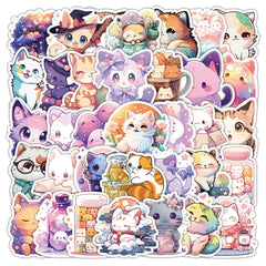 Sticker-Set - Kawaii Katzen (10/30/50 Stück)