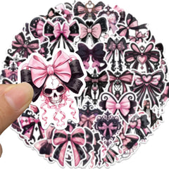 Sticker‑Set - Gothic Schleifen Sticker Schwarz / Rot (10‑50 Stk.)