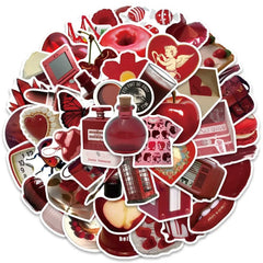 Sticker‑Set - Rote Retro Graffiti‑Sticker (10‑50 Stk.)