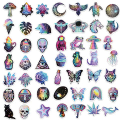Sticker-Set - 50 Laser-Cartoon Psychedelisch
