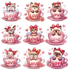 Bügelaufkleber - 15cm Katze in Tasse