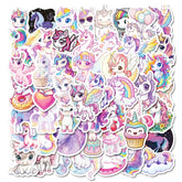 Sticker-Set - Bunte Einhörner (10/30/50 Stück)