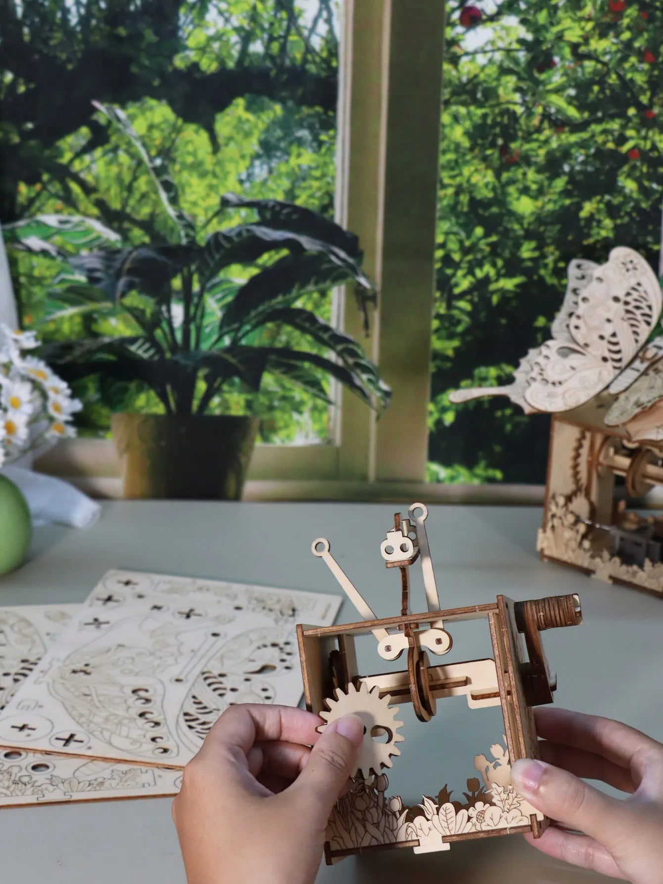 3D Holz-Puzzle - Schmetterling Spieluhr