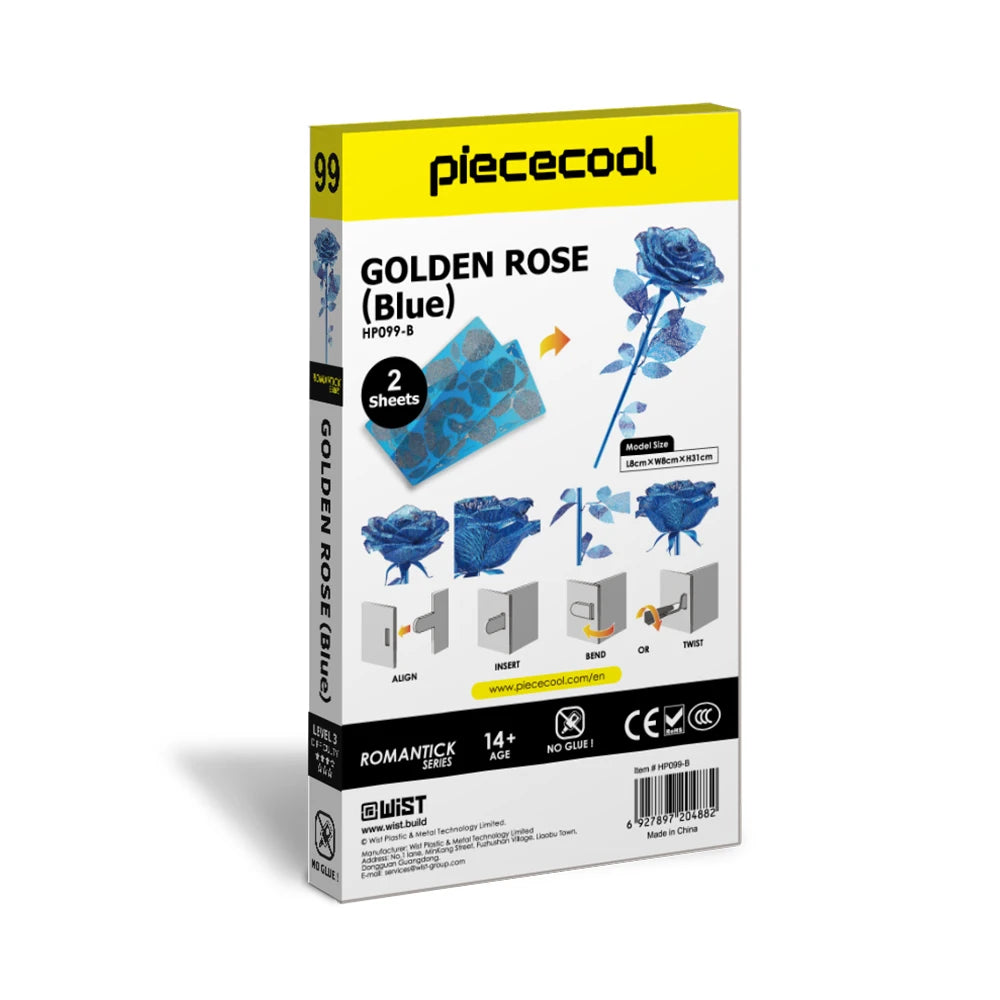 3D Metall-Puzzle - Goldene Rose