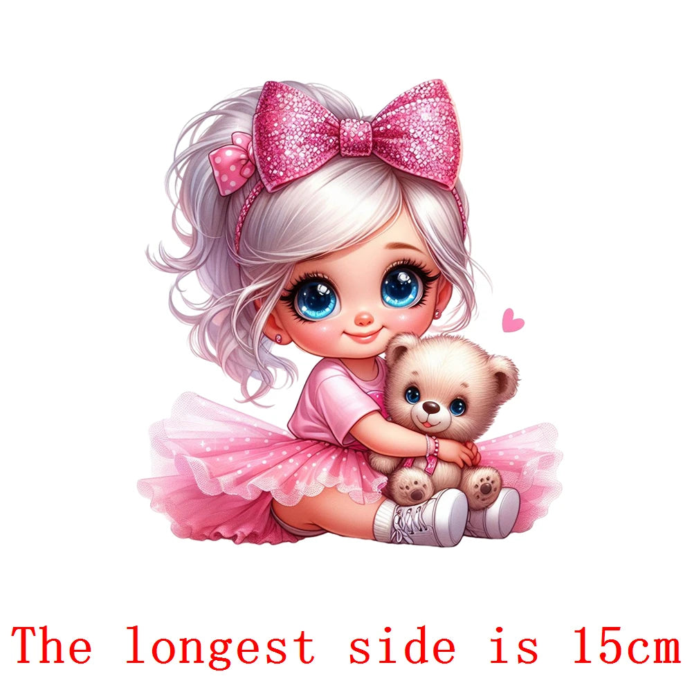Bügelaufkleber - 15cm Rosa Prinzessin