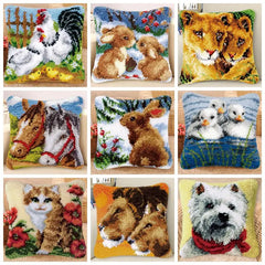 Knüpfset - Kaninchen‑ & Pferd‑Knüpfkissen‑Set