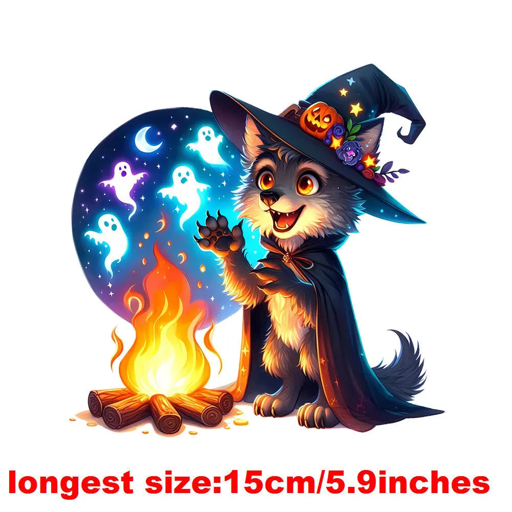 Bügelaufkleber - 15cm Halloween Zauberwolf