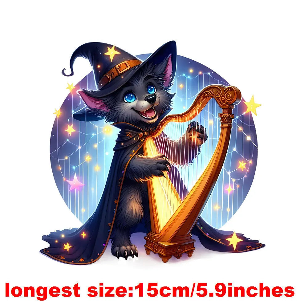 Bügelaufkleber - 15cm Halloween Zauberwolf