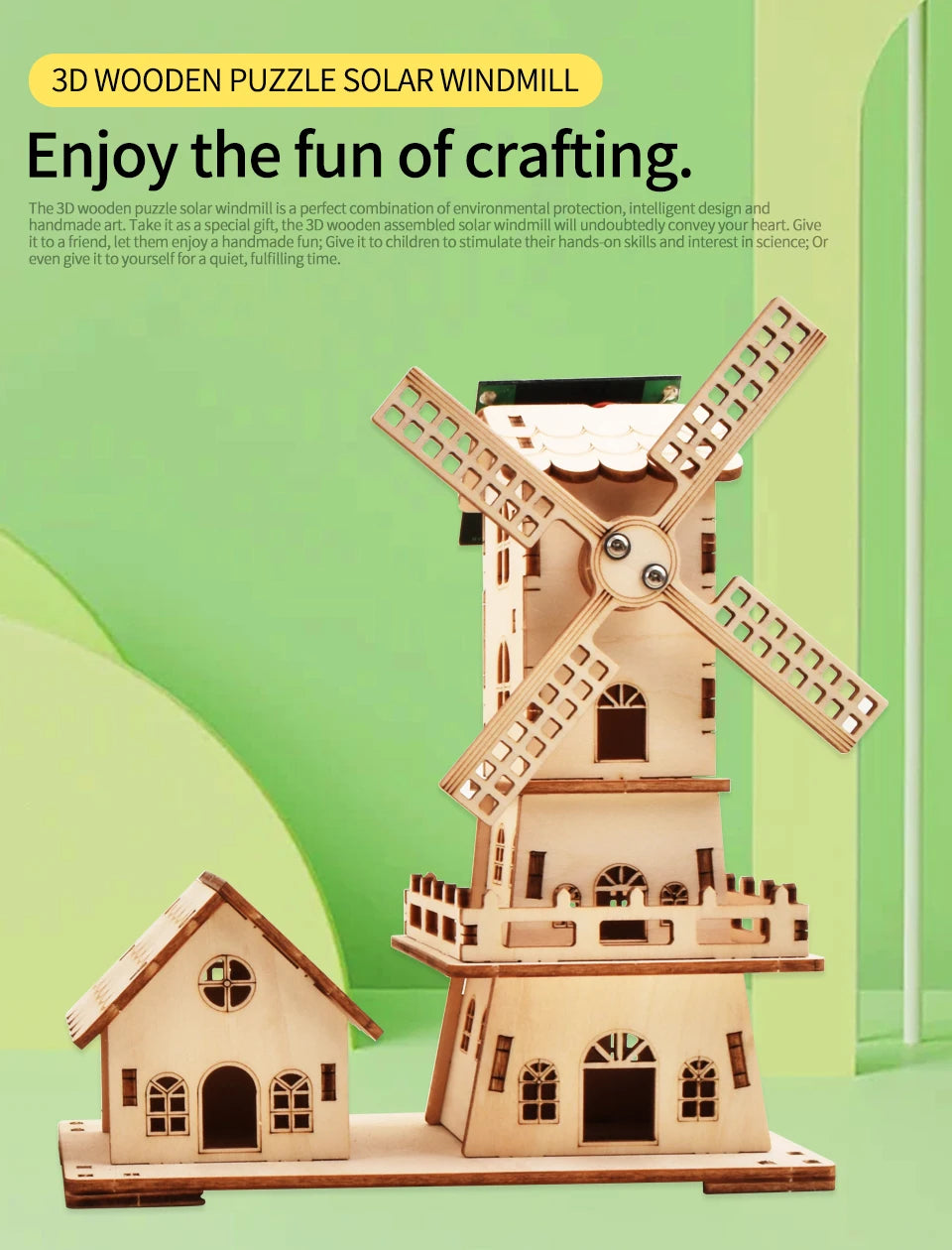 3D Holz-Puzzle - Solar-Windmühle