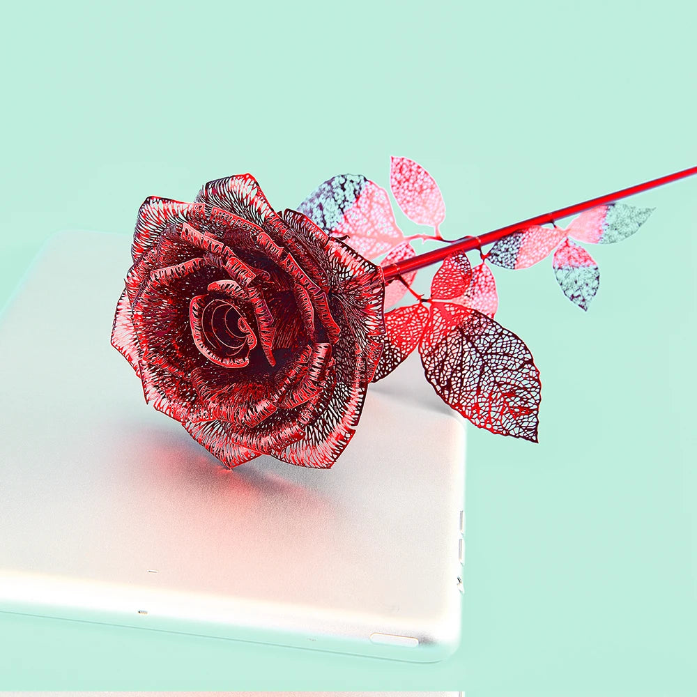 3D Metall-Puzzle - Goldene Rose
