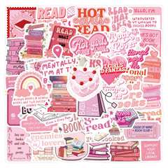 Sticker‑Set - Bookish Pink Reader‑Sticker (10‑60 Stk.)