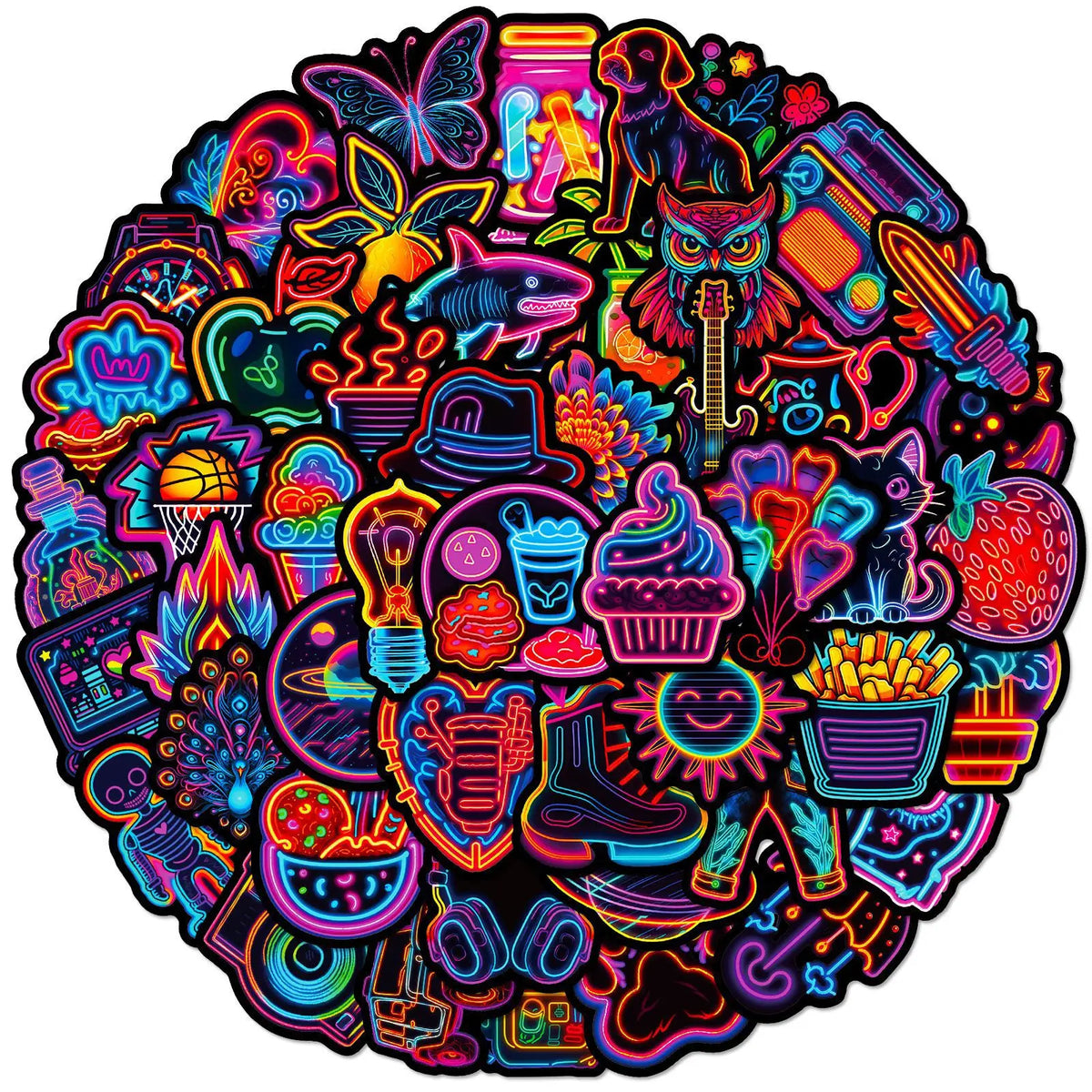 Sticker-Set - 50 Neon-Graffiti
