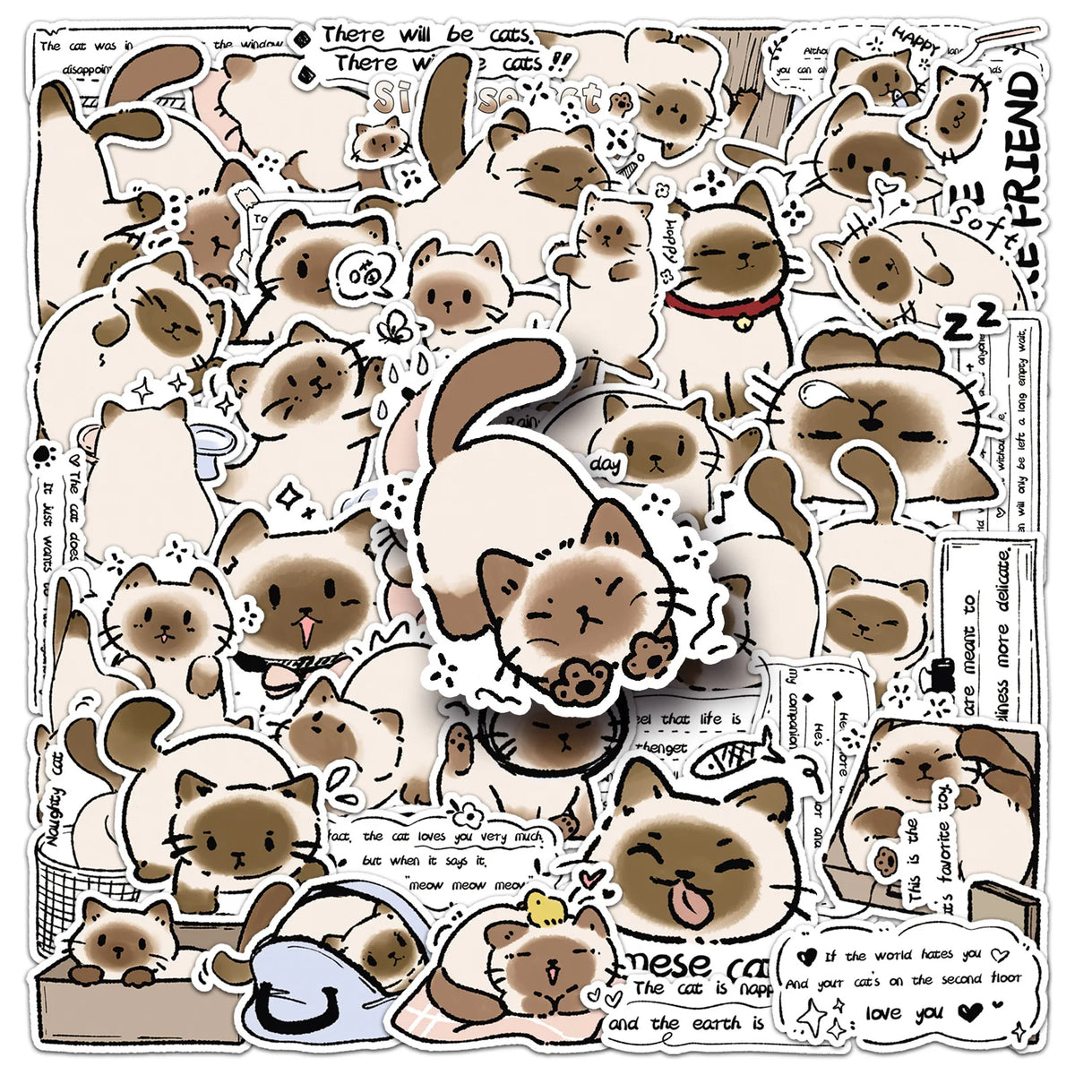 Sticker-Set - Siamkatzen (10/30/50 Stück)
