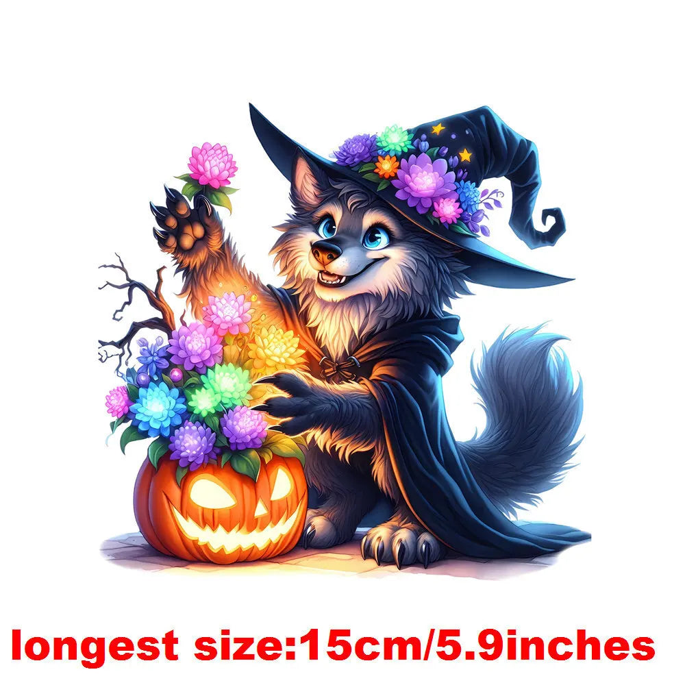 Bügelaufkleber - 15cm Halloween Zauberwolf