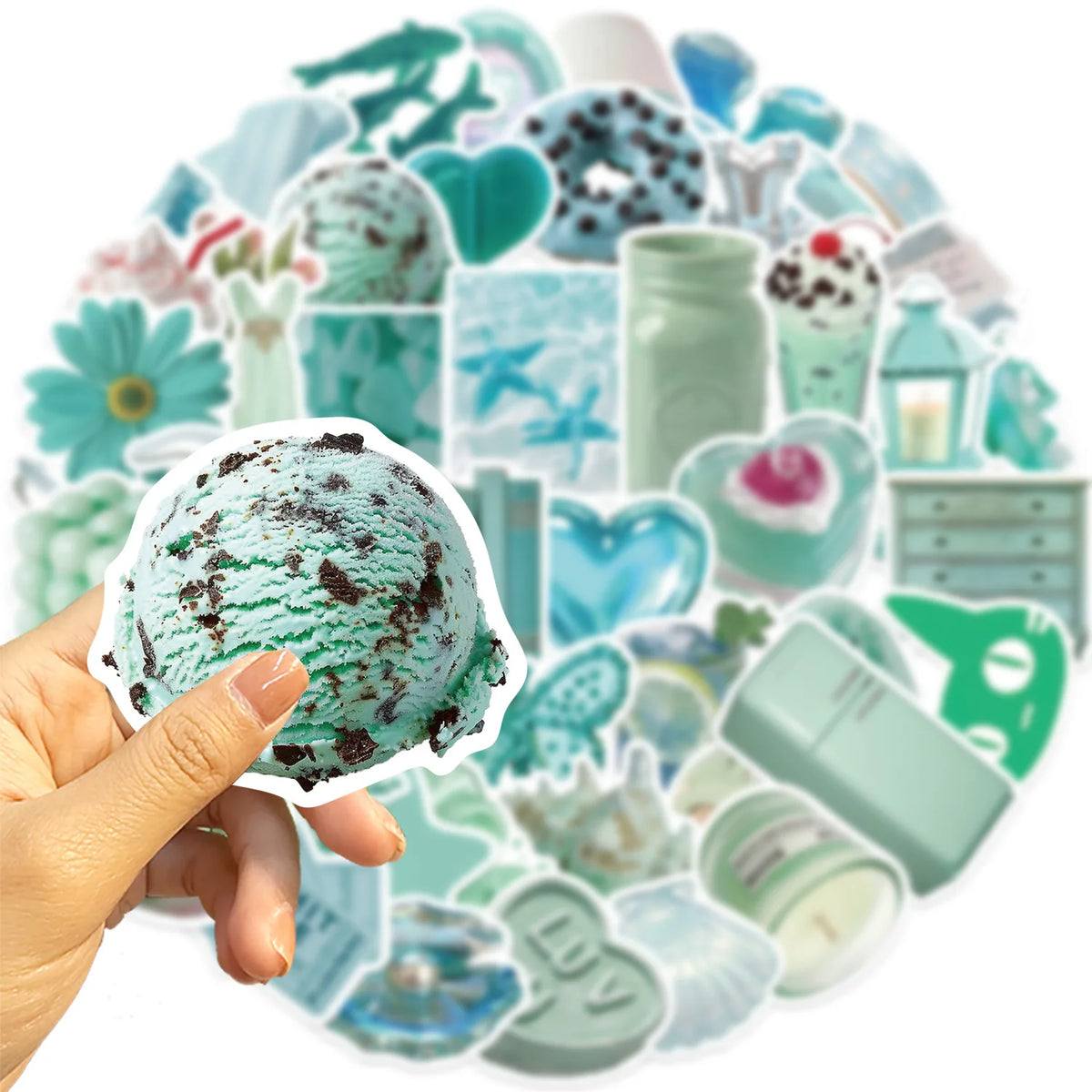 Sticker‑Set - Mintgrüne INS‑Style Sticker (10‑50 Stk.)