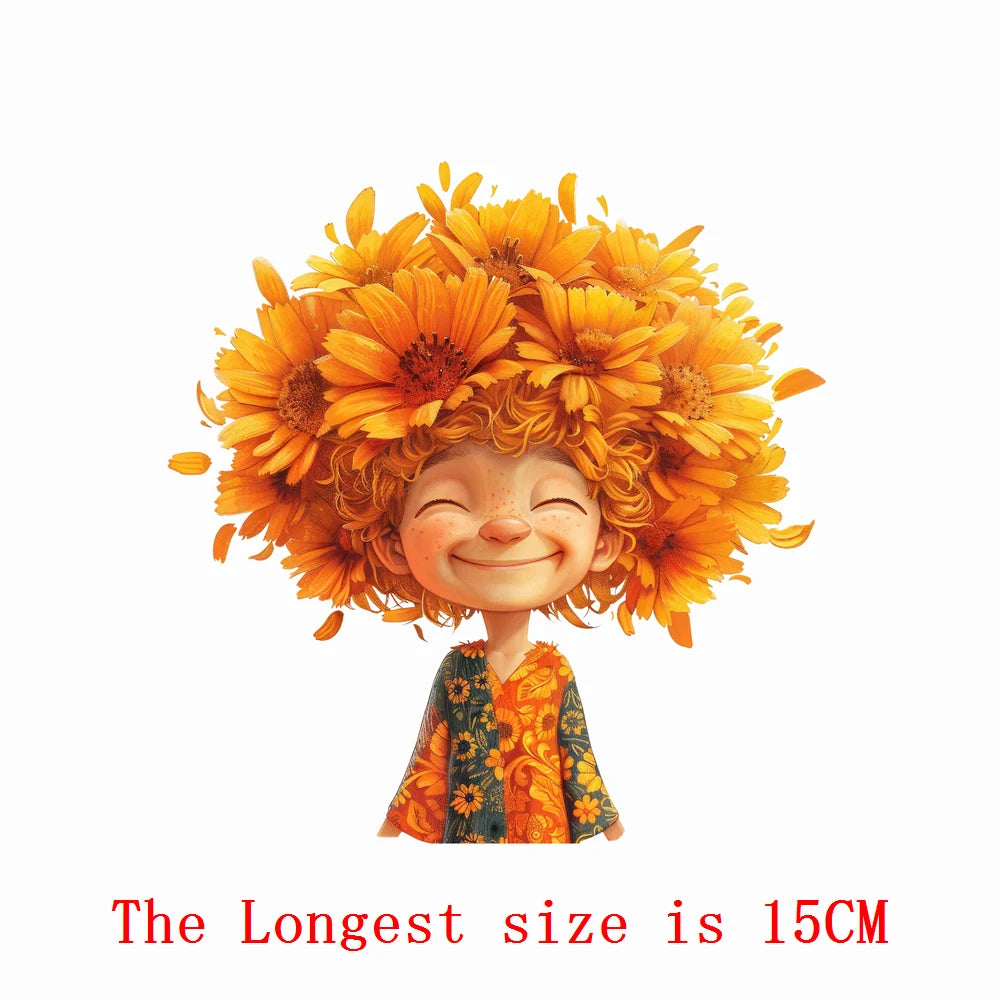 Bügelaufkleber - 15cm Blumengeister