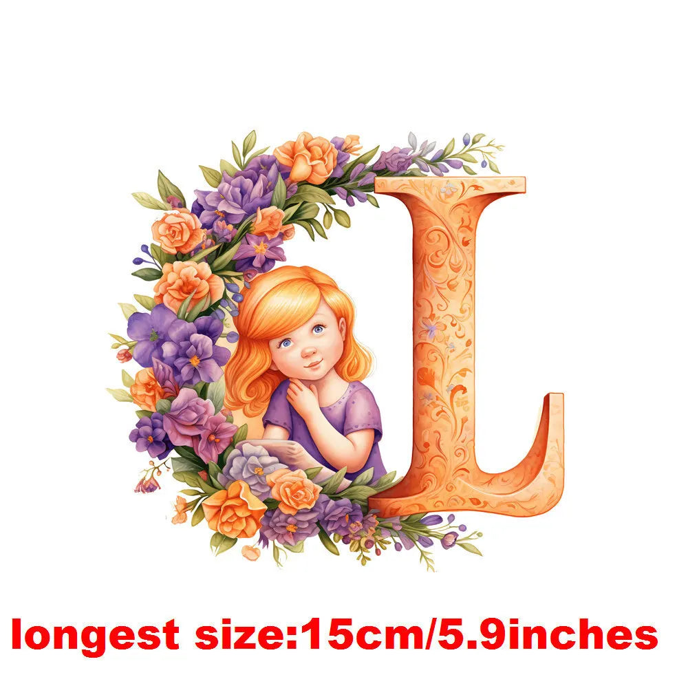 Bügelaufkleber - 15cm Alphabet-Elfen A-Z