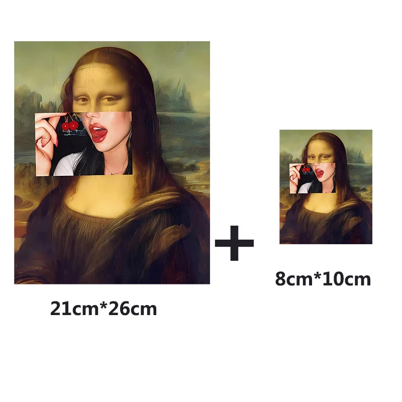 Bügelaufkleber - Van Gogh und Mona Lisa