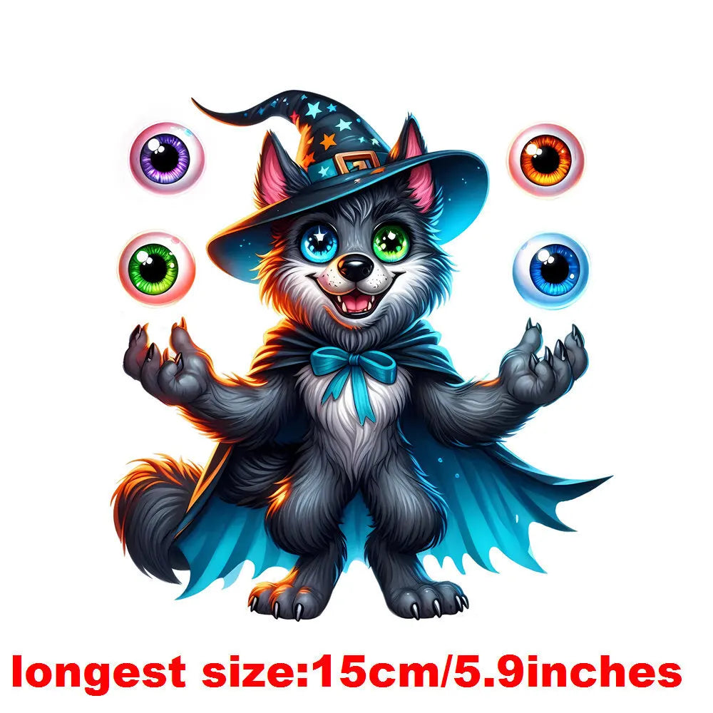 Bügelaufkleber - 15cm Halloween Zauberwolf