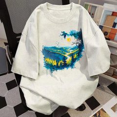 Bügelaufkleber - Landschaft mit Bergen