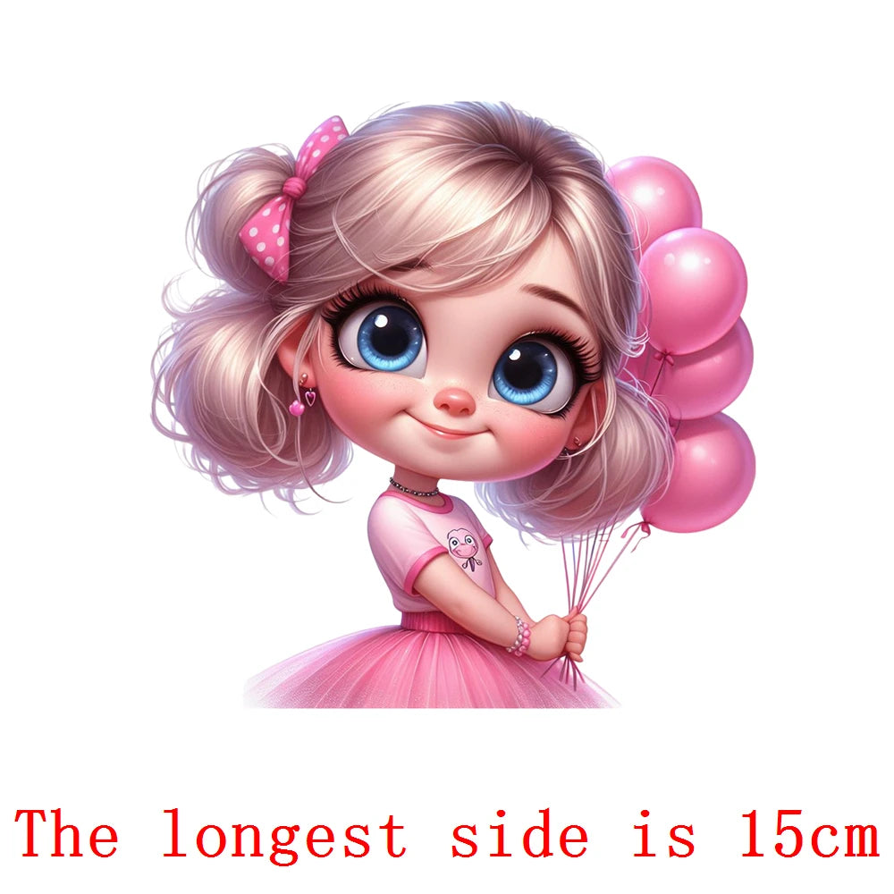 Bügelaufkleber - 15cm Rosa Prinzessin